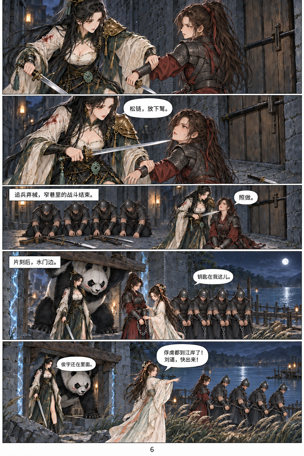 第一话第6页：追兵缴械受缚，经水门押往江岸，刘谌留下救俊宇。