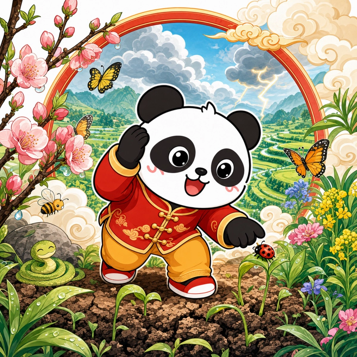 熊猫俊宇二十四节气作品《惊蛰》