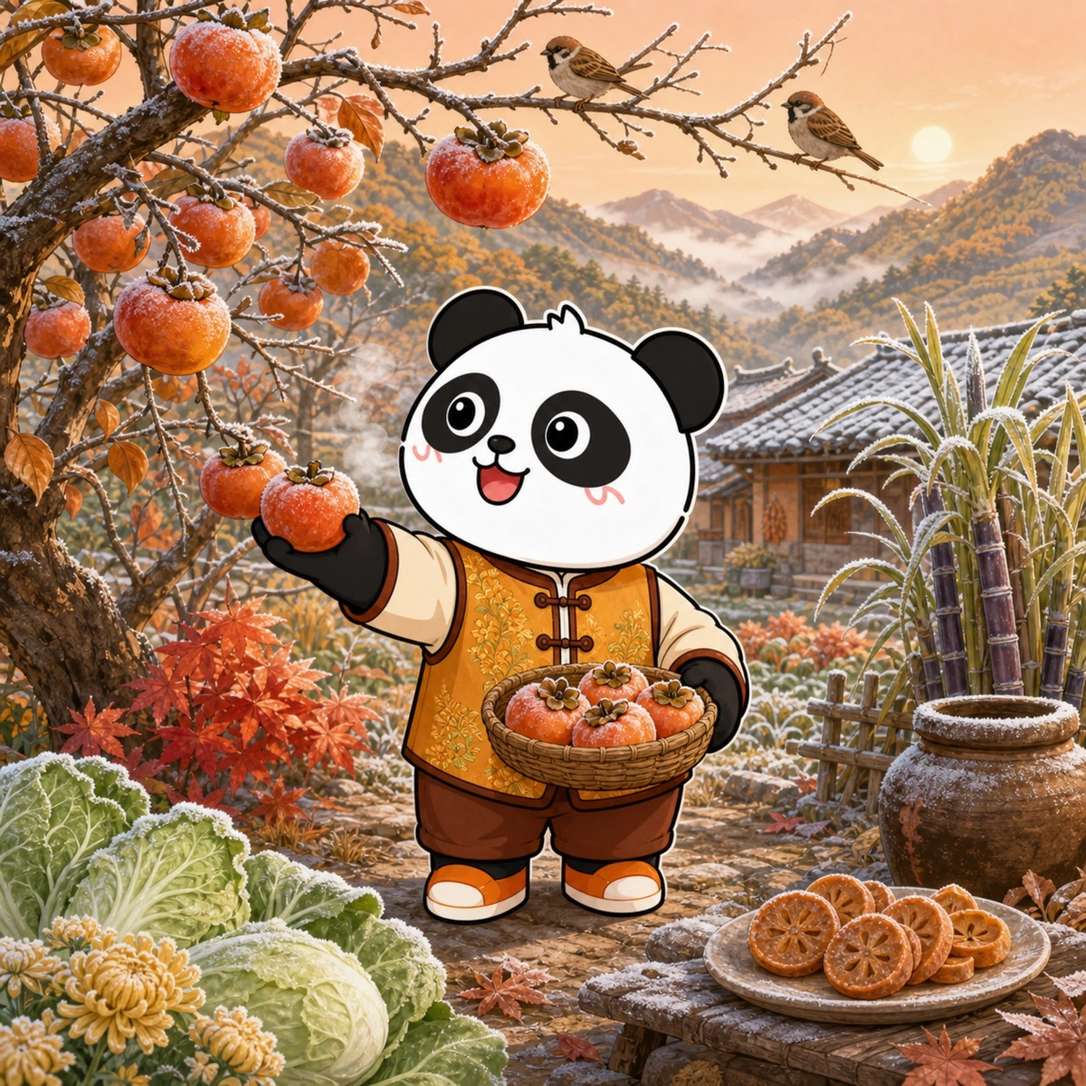 熊猫俊宇二十四节气作品《霜降》