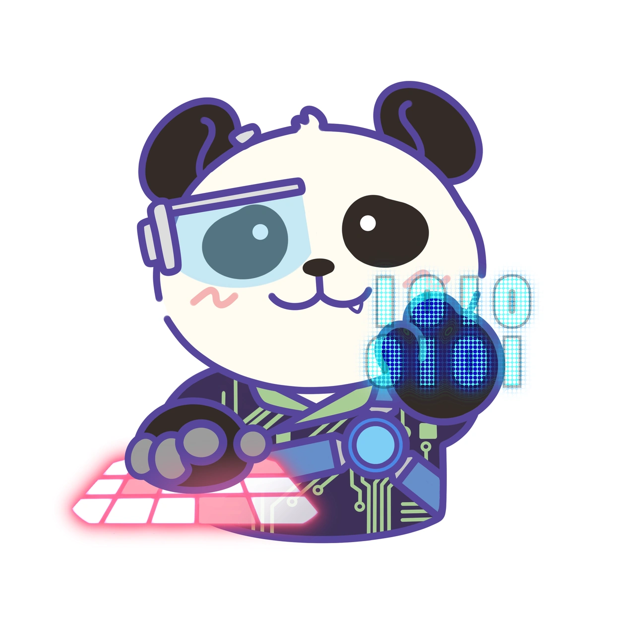 熊猫俊宇初始形象设计：程序员半身原稿