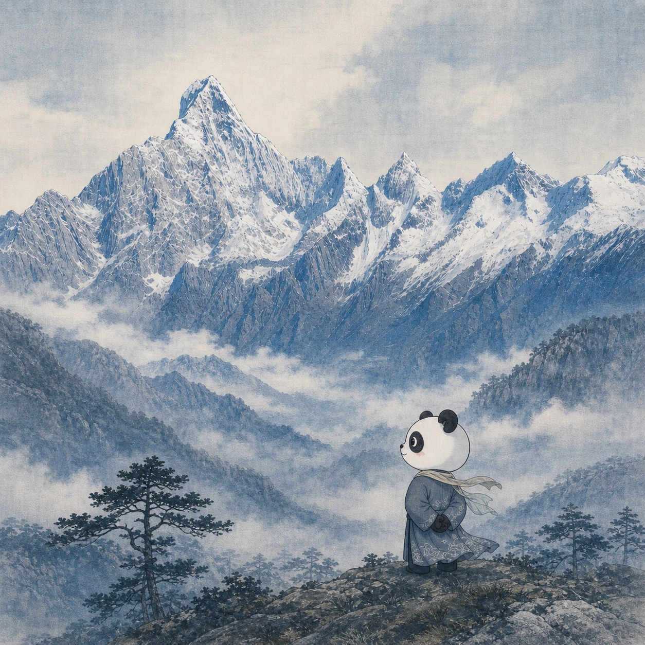 四川雪山系列作品《四姑娘山》